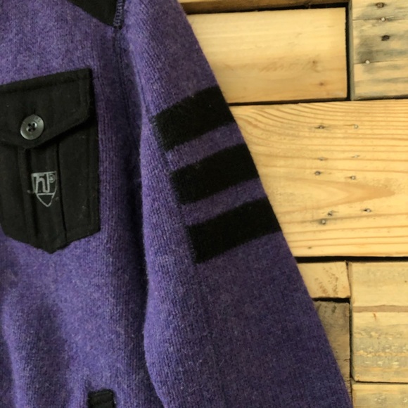 JACK AND JONES purple zip front Andy Cardigan with black accents, size 180/100A. - Picture 5 of 12